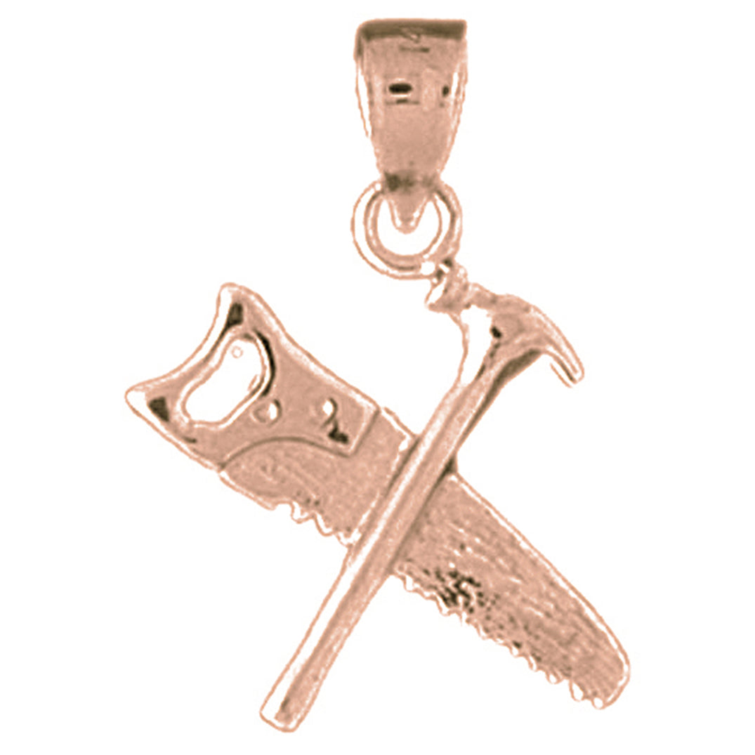 14K or 18K Gold Saw And Hammer Pendant