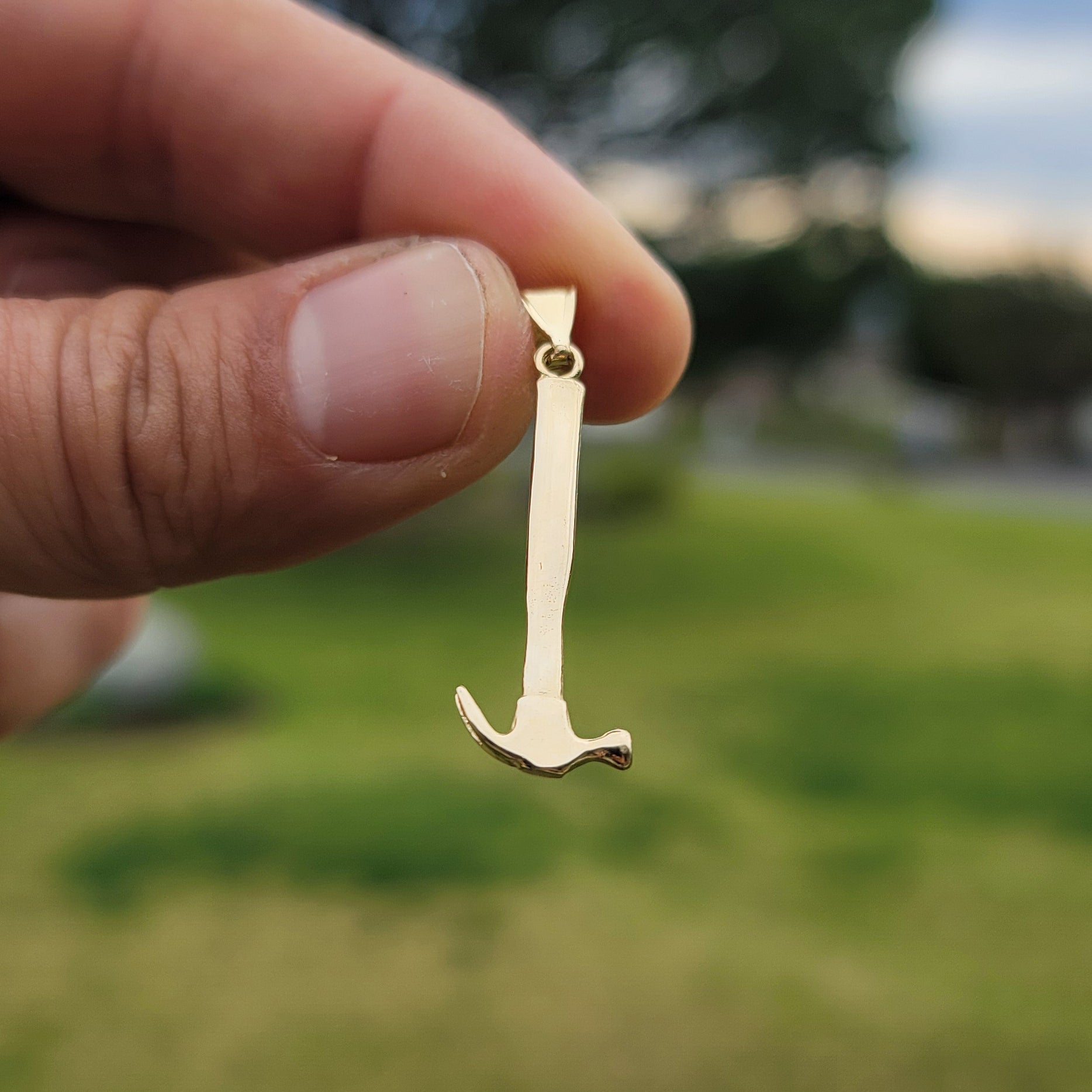 14K or 18K Gold Hammer Pendant