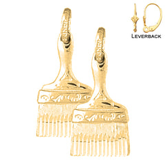 Sterling Silver 27mm Paint Brush Earrings (White or Yellow Gold Plated)