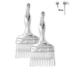 Sterling Silver 27mm Paint Brush Earrings (White or Yellow Gold Plated)