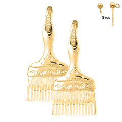 Sterling Silver 27mm Paint Brush Earrings (White or Yellow Gold Plated)