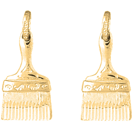 14K or 18K Gold 27mm Paint Brush Earrings