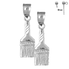 Sterling Silver 23mm Paint Brush Earrings (White or Yellow Gold Plated)