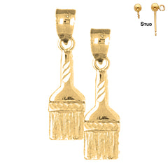 Sterling Silver 23mm Paint Brush Earrings (White or Yellow Gold Plated)