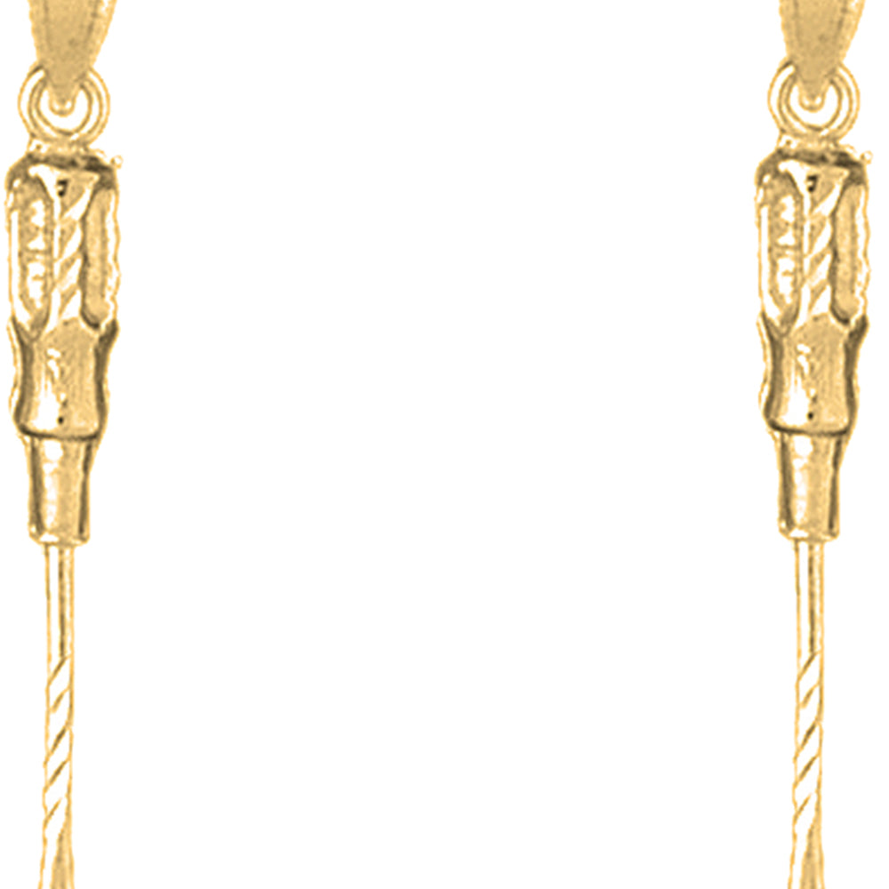Yellow Gold-plated Silver 37mm 3D Screw Driver Earrings