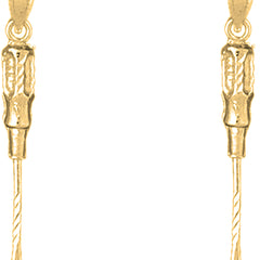 Yellow Gold-plated Silver 37mm 3D Screw Driver Earrings