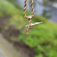 10K, 14K or 18K Gold Power Drill Pendant