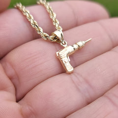 10K, 14K or 18K Gold Power Drill Pendant