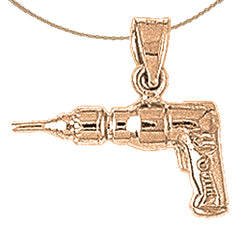 10K, 14K or 18K Gold Power Drill Pendant