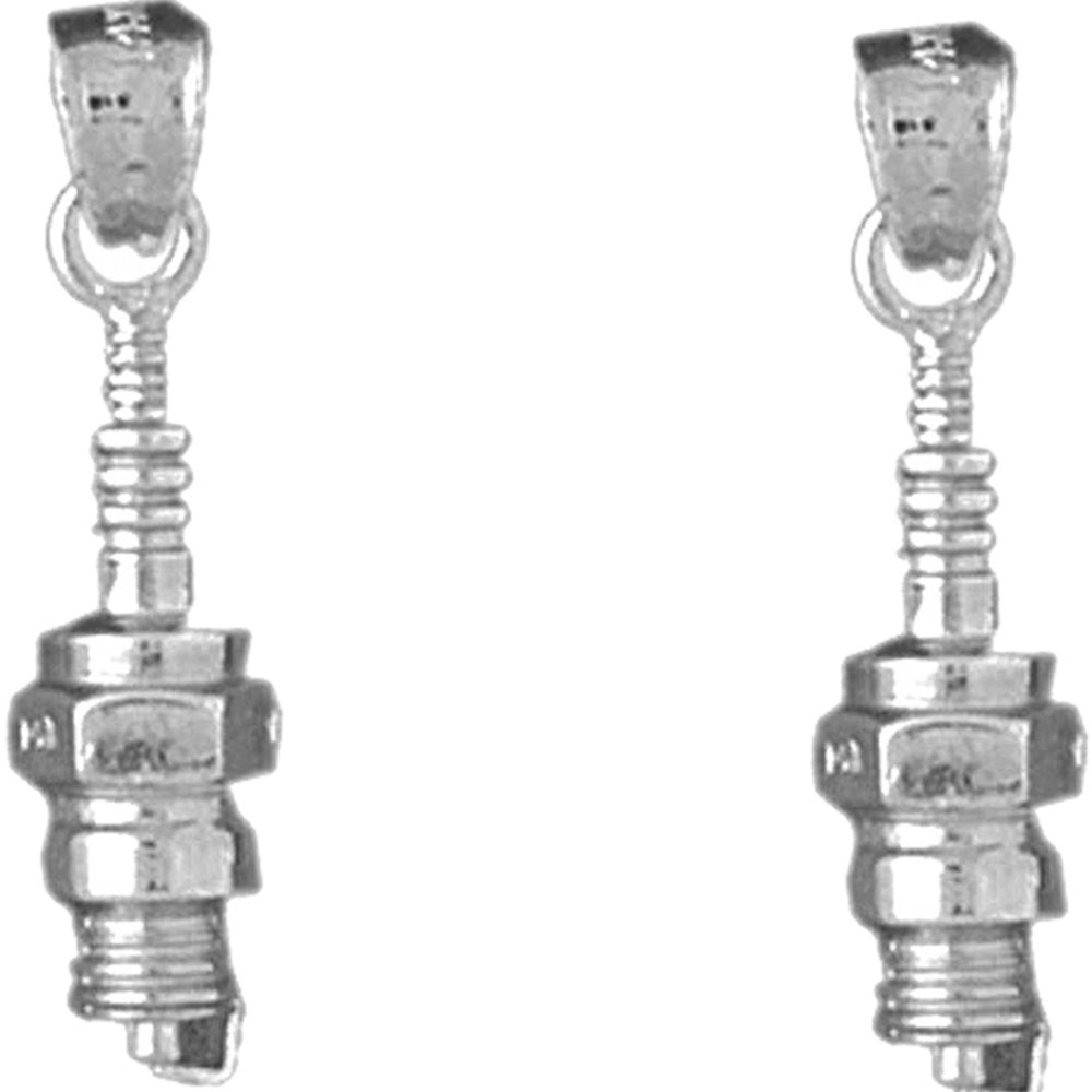 Sterling Silver 25mm Spark Plug Earrings