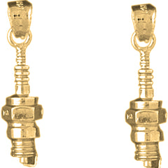 Yellow Gold-plated Silver 25mm Spark Plug Earrings