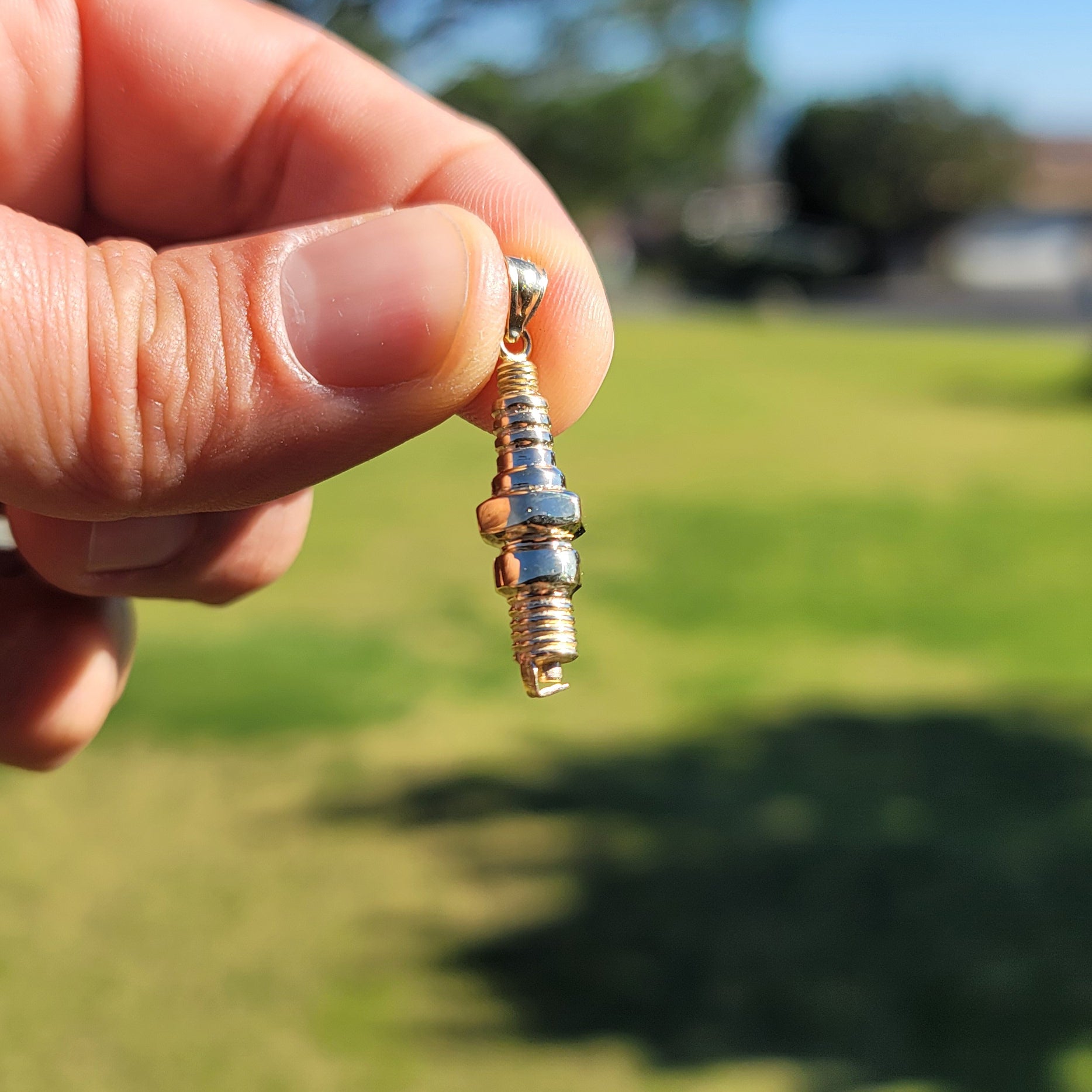 10K, 14K or 18K Gold Spark Plug Pendant