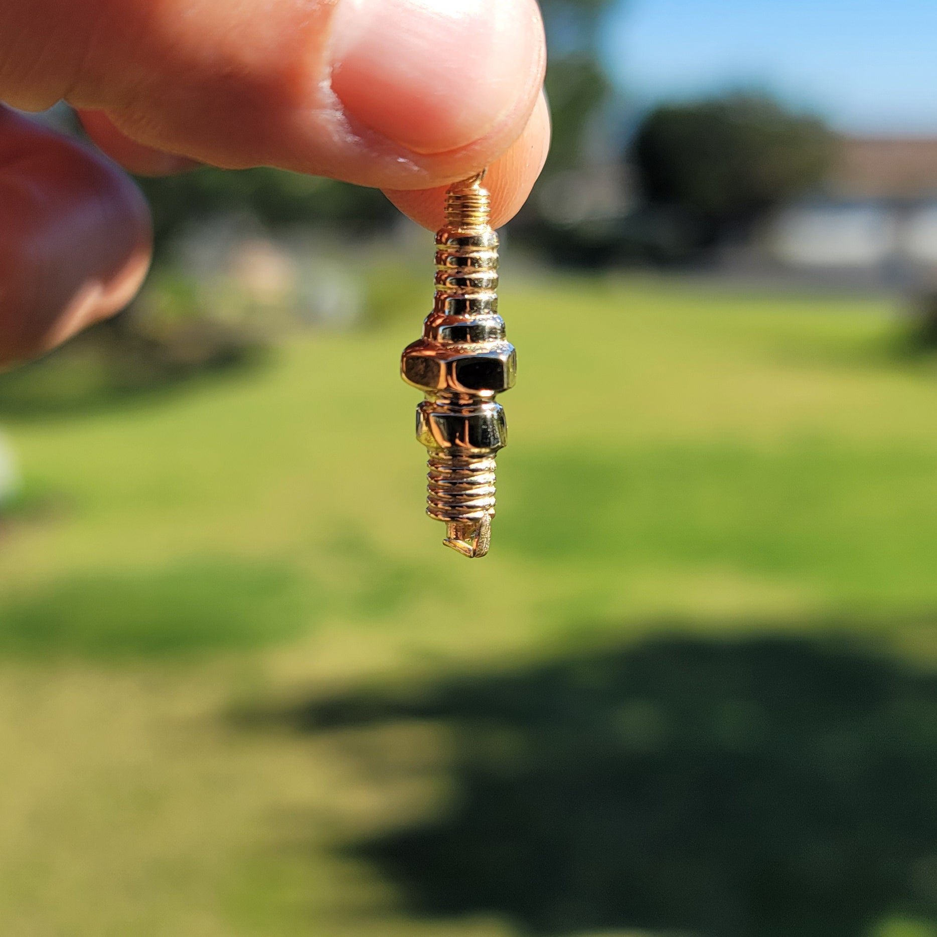 10K, 14K or 18K Gold Spark Plug Pendant