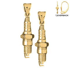 Sterling Silver 36mm Spark Plug Earrings (White or Yellow Gold Plated)