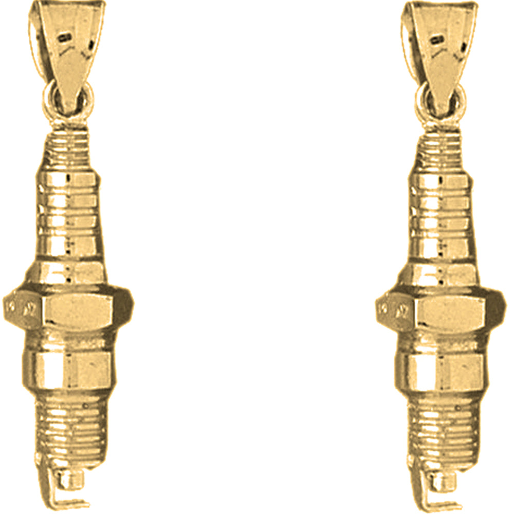 Yellow Gold-plated Silver 36mm Spark Plug Earrings