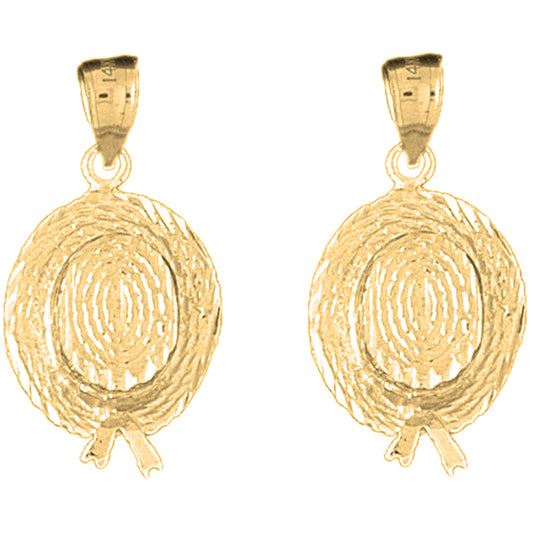 Yellow Gold-plated Silver 28mm 3D Hat Earrings