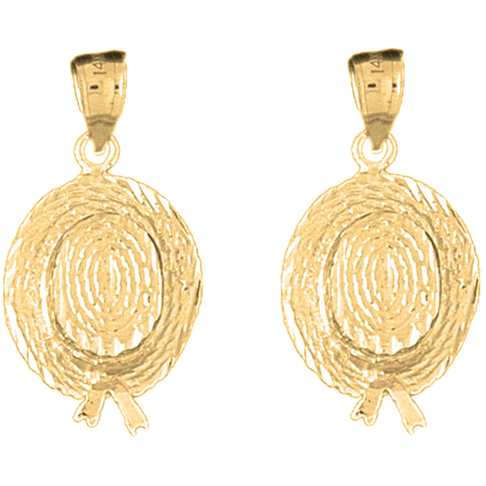 14K or 18K Gold 28mm 3D Hat Earrings