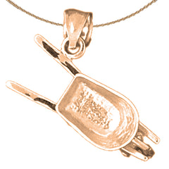 10K, 14K or 18K Gold 3D Wheel Barrel Pendant