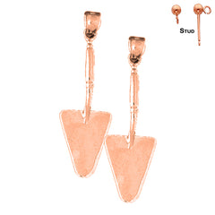 14K or 18K Gold 3D Shovel Earrings