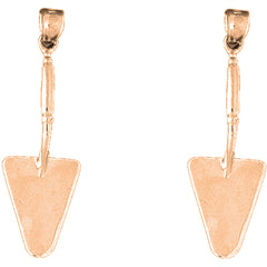 14K or 18K Gold 39mm 3D Shovel Earrings