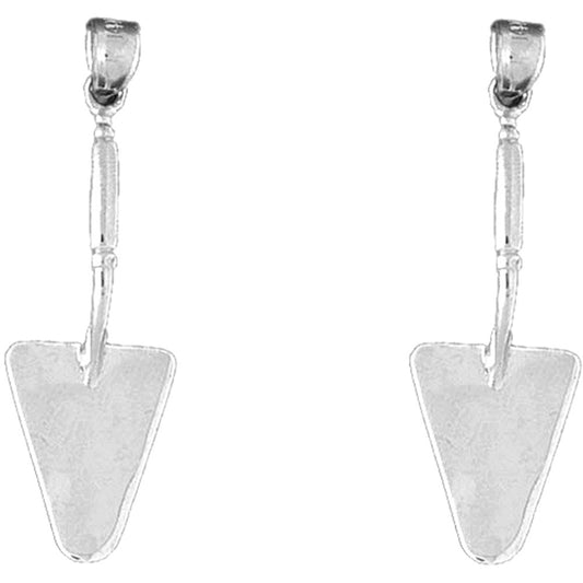 Sterling Silver 39mm 3D Shovel Earrings