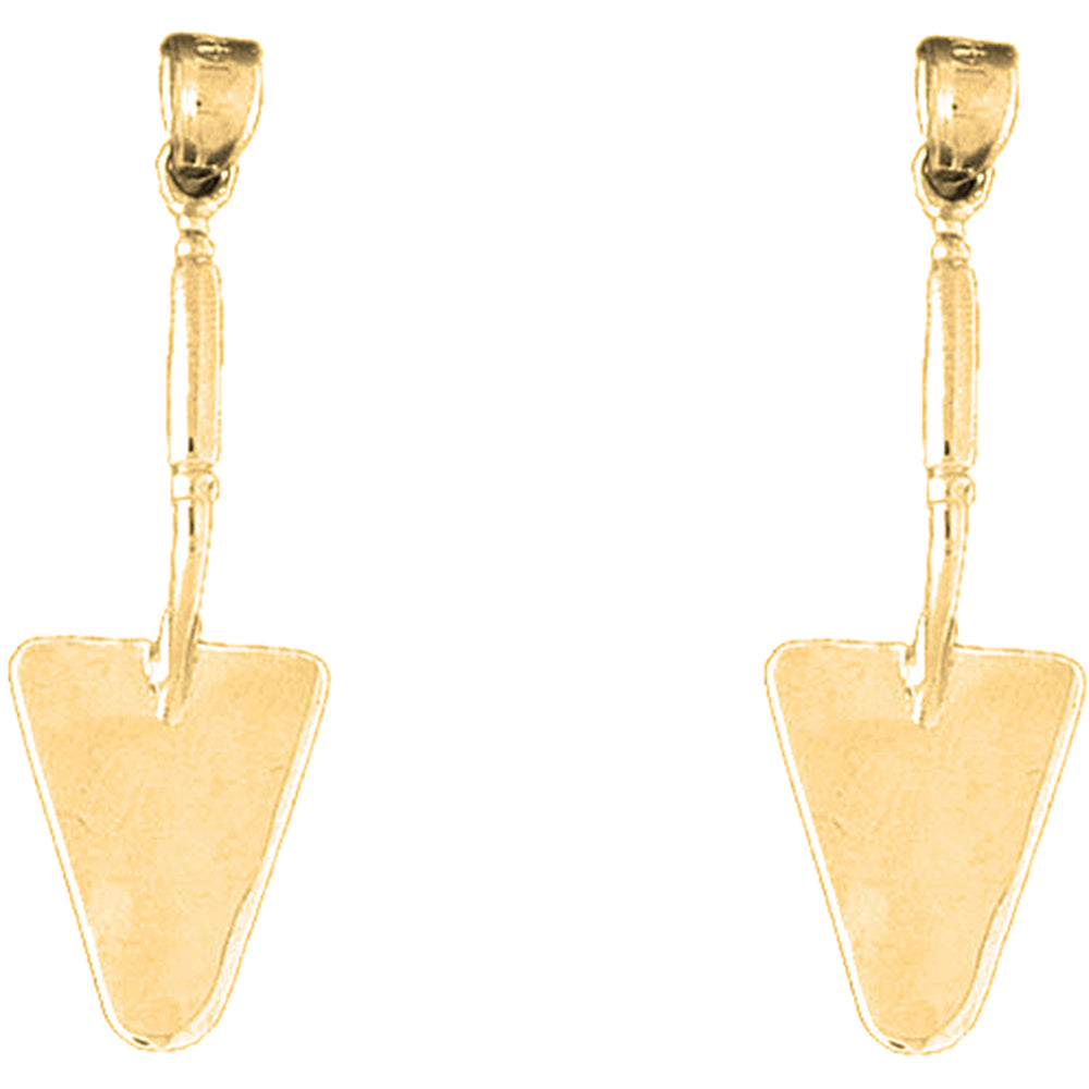 Yellow Gold-plated Silver 39mm 3D Shovel Earrings