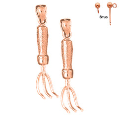 14K or 18K Gold 3D Rake Earrings