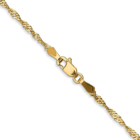 14K Yellow Gold 1.6mm Singapore Chain