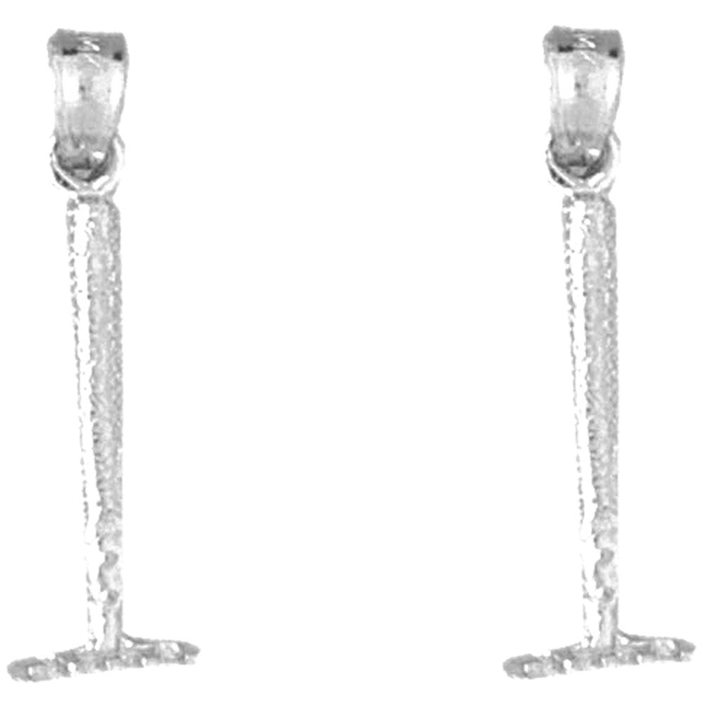 Sterling Silver 23mm 3D Rake Earrings