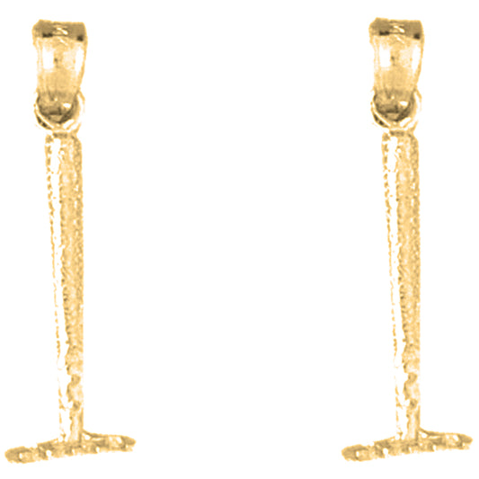 Yellow Gold-plated Silver 23mm 3D Rake Earrings