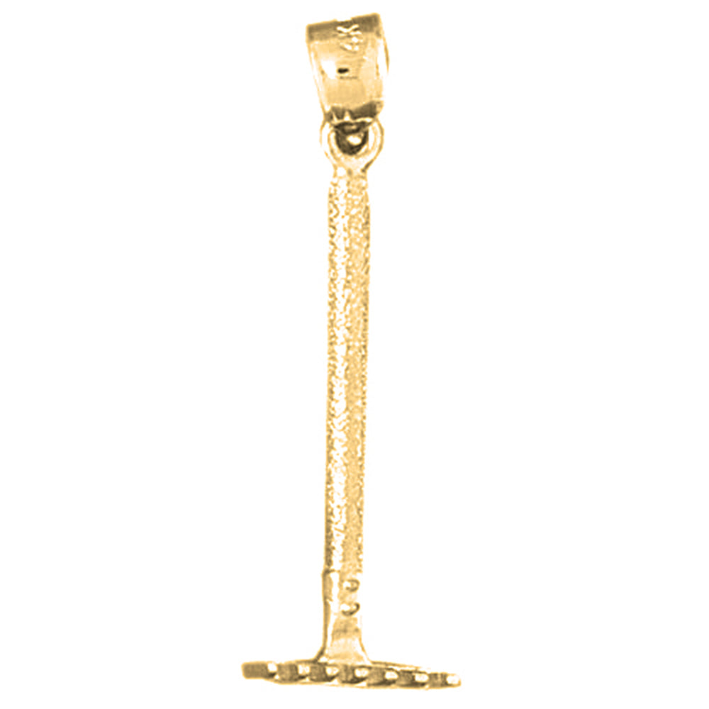 14K or 18K Gold 3D Rake Pendant