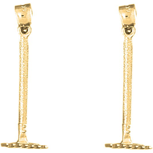 Yellow Gold-plated Silver 32mm 3D Rake Earrings