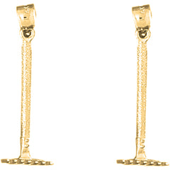 Yellow Gold-plated Silver 32mm 3D Rake Earrings