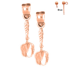 14K or 18K Gold Shovel Earrings