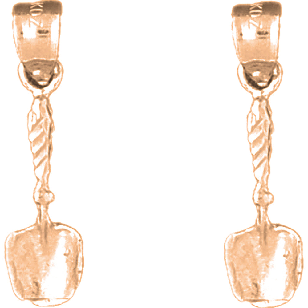 14K or 18K Gold 24mm Shovel Earrings