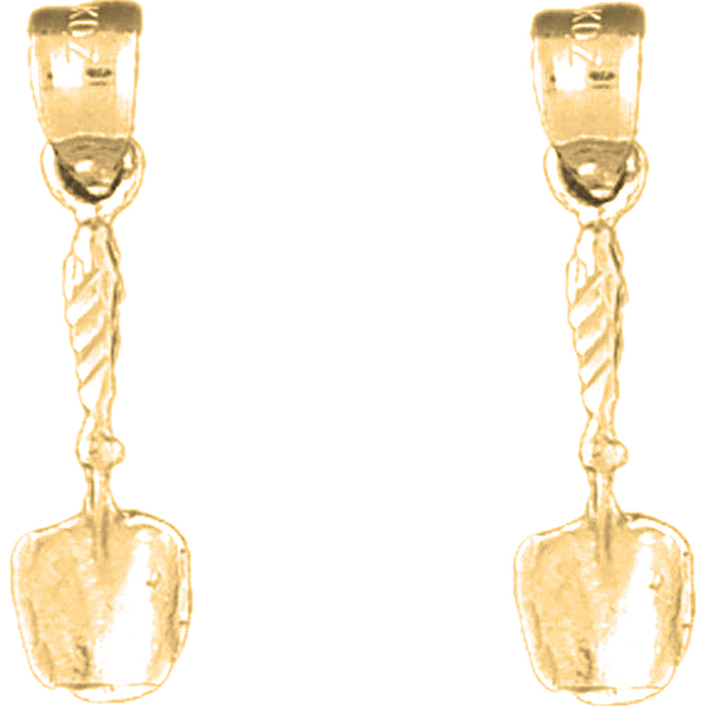 14K or 18K Gold 24mm Shovel Earrings