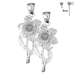 Pendientes de flor de narciso de oro de 14 quilates o 18 quilates de 33 mm