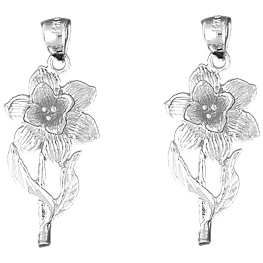 Sterling Silver 33mm Daffodil Flower Earrings