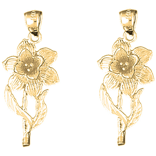 Yellow Gold-plated Silver 33mm Daffodil Flower Earrings