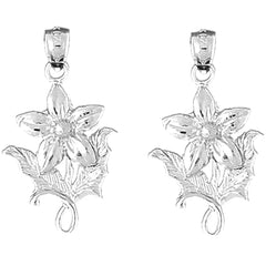 Sterling Silver 30mm 5 Petal Bluet Flower Earrings