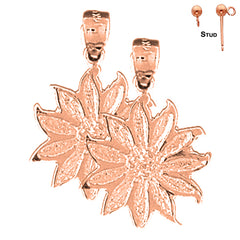 14K or 18K Gold 11 Petal Flower Earrings
