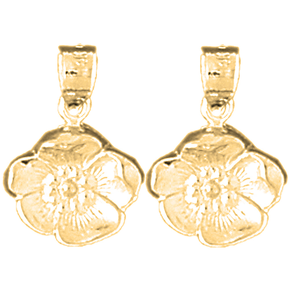 Yellow Gold-plated Silver 16mm Flower Earrings