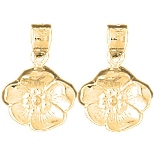 Yellow Gold-plated Silver 16mm Flower Earrings