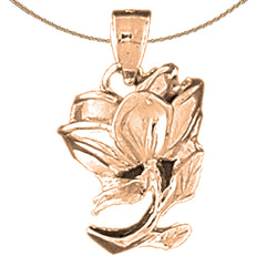 10K, 14K or 18K Gold Rose Flower Pendant