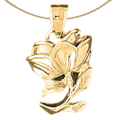 10K, 14K or 18K Gold Rose Flower Pendant