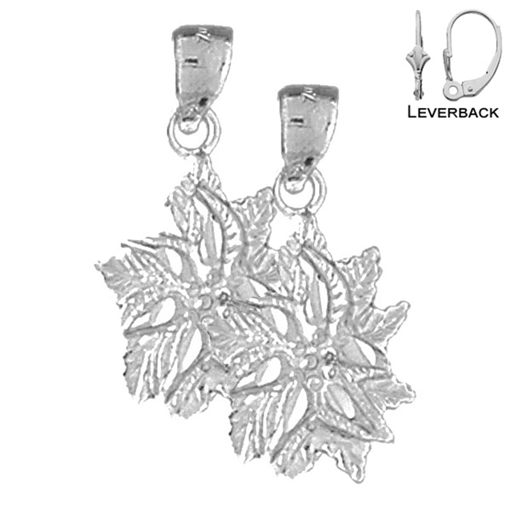 Sterling Silver 25mm Flower Earrings (White or Yellow Gold Plated)