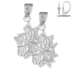 Sterling Silver 25mm Flower Earrings (White or Yellow Gold Plated)