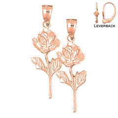 14K or 18K Gold Rose Flower Earrings