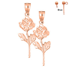 14K or 18K Gold Rose Flower Earrings