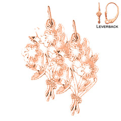 14K or 18K Gold Bouquet Flower Earrings